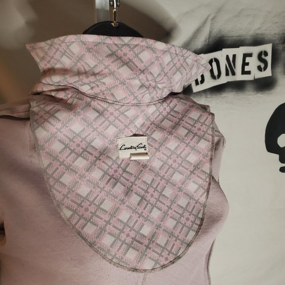 Vintage 70s Pink and Grey Plaid Poly Blazer by Country Set Sz Small - Picture 8 of 15